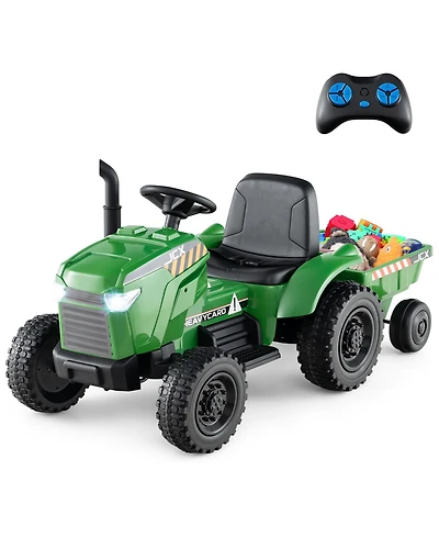 Gymax 2-in-1 Kids Ride On Tractor 12V Battery Powered Toy Car w/ Remote Control Grayish