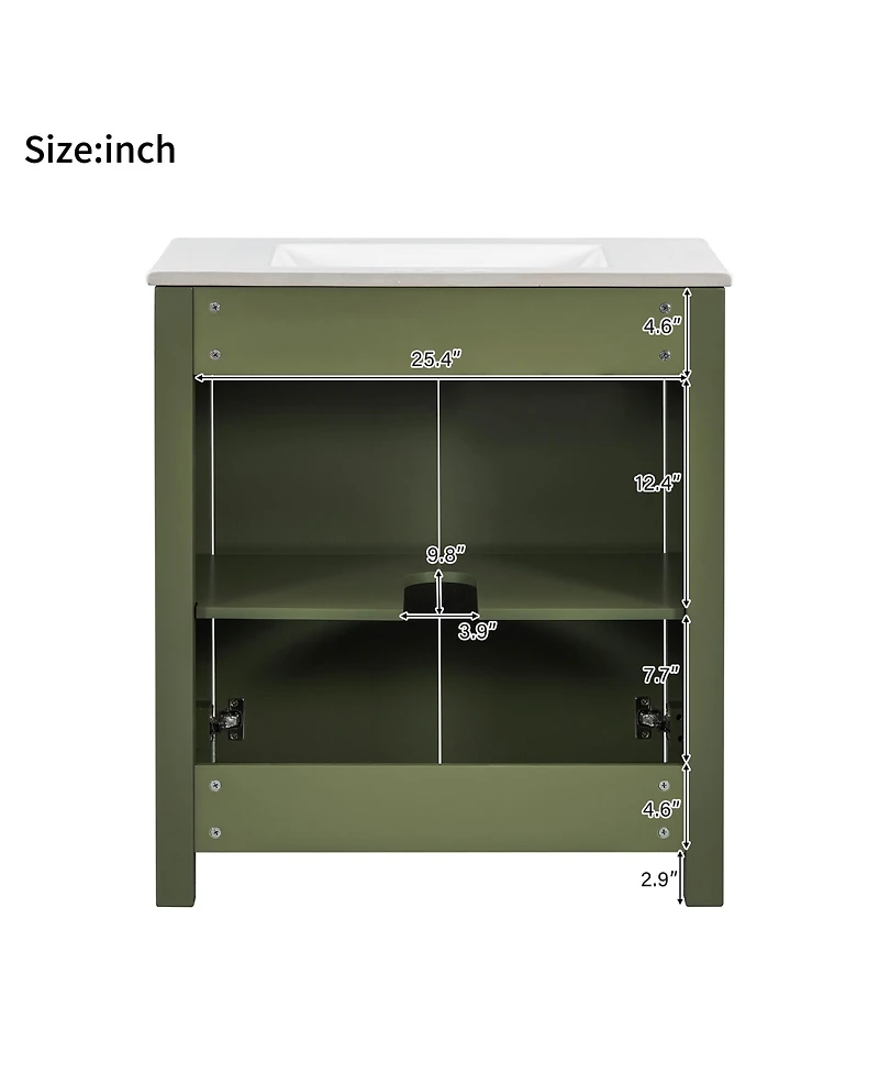 Casainc 30" Bathroom Vanity with Ceramic Sink, Soft-Close Doors, Adjustable Shelf and Modern Storage Cabinet