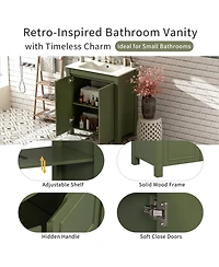 Casainc 30" Bathroom Vanity with Ceramic Sink, Soft-Close Doors, Adjustable Shelf and Modern Storage Cabinet