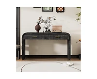 Casainc Retro Cabinet Silhouette Console Table with Open Style, Two Top Drawers