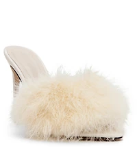 Steve Madden Women's Ashbey Feather Stiletto Dress Mules