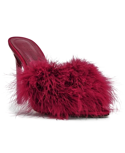 Steve Madden Women's Ashbey Feather Stiletto Dress Mules