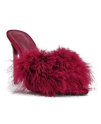 Steve Madden Women's Ashbey Feather Stiletto Dress Mules