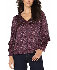 Liverpool Los Angeles Women's Ruffle Detail Long Sleeves Top