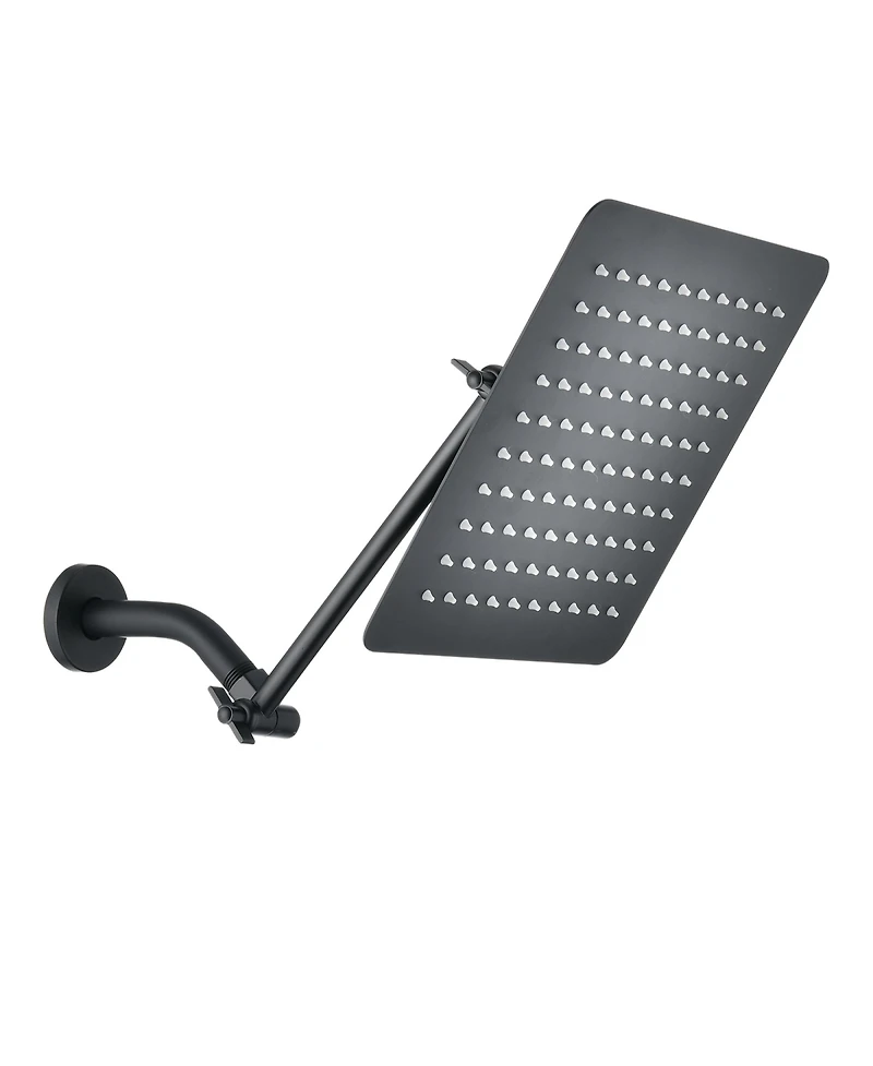 Rainsken 10" Square Rainfall & High Pressure Stainless Steel Bath Shower Head Matte Black