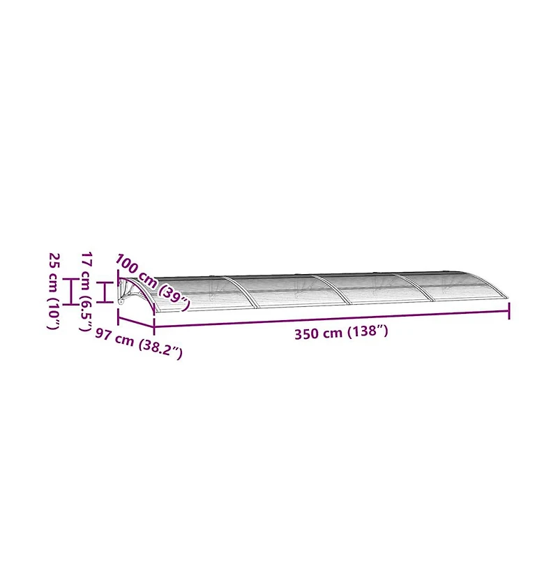 Door Canopy Black Polycarbonate, Abs, Aluminum Large Door Canopy