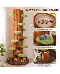 Gymax 90.5'' Tall Multifunctional Cat Tree w/ Private Condos Sisal Covered Scratching Panel