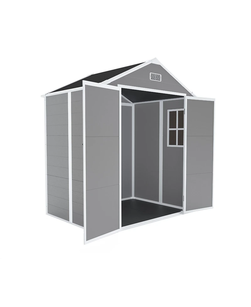 Mondawe Campcraft 6x5ft Resin Storage Shed, Outdoor Waterproof Garden Shed with Window & Tilted Roof