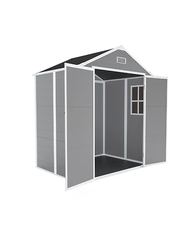 Mondawe Campcraft 6x5ft Resin Storage Shed, Outdoor Waterproof Garden Shed with Window & Tilted Roof