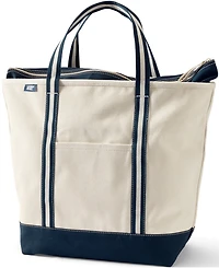 Lands' End Large 5 Pocket Zip Top Canvas Tote Bag