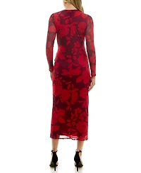 Taylor Women's Side Ruched Mesh Bodycon Dress