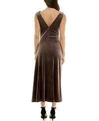 Taylor Women's Draped Velvet Gold Accent Dress