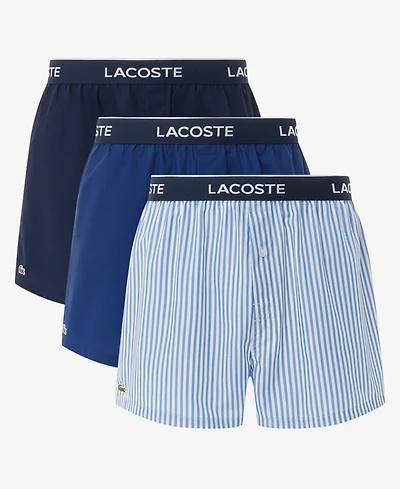 Lacoste Men's 3-Pack Regular-Fit Woven Boxer Set