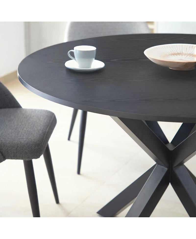 5-Piece Dining Table Set with 39.5 Inch Round and 4 Rattan-Inspired Chairs, Compact Kitchen Furniture–Maison Boucle