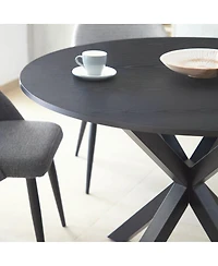 5-Piece Dining Table Set with 39.5 Inch Round and 4 Rattan-Inspired Chairs, Compact Kitchen Furniture–Maison Boucle