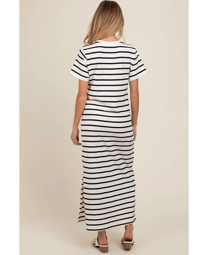 Pinkblush Maternity White Striped Side Slit Maxi Dress
