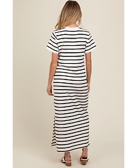 Pinkblush Maternity White Striped Side Slit Maxi Dress
