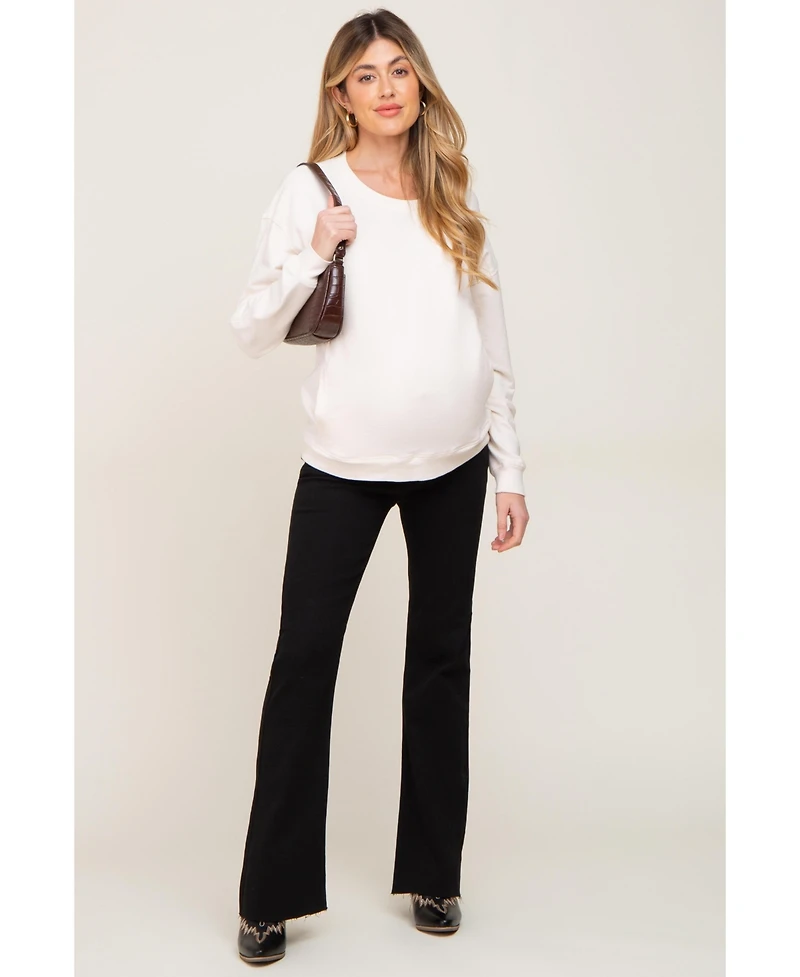 Pinkblush Maternity Black Flare Leg Raw Hem Jeans