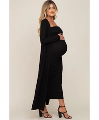 Pinkblush Maternity Light Blue Ribbed Sleeveless Dress Cardigan Set