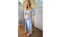 Pinkblush Maternity Light Blue Ribbed Sleeveless Dress Cardigan Set
