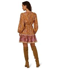 Adrianna by Papell Women's V-Neck Printed Short Dress