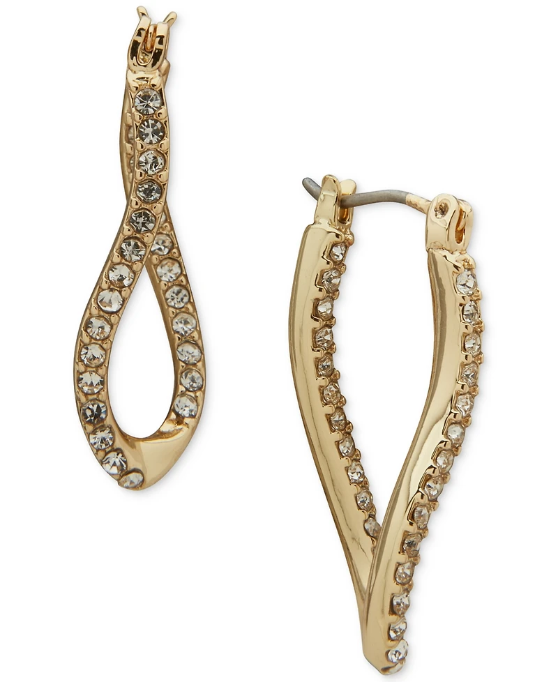 Anne Klein Glass Stone Gold-Tone Twisted Hoop Earrings