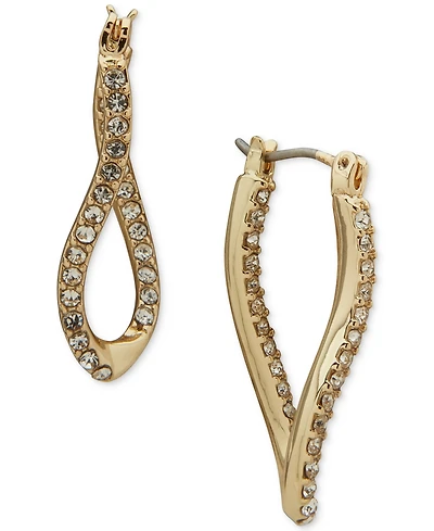 Anne Klein Glass Stone Gold-Tone Twisted Hoop Earrings