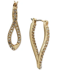 Anne Klein Glass Stone Gold-Tone Twisted Hoop Earrings
