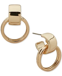 Anne Klein Gold-Tone Pierced Post Doorknocker Drop Earrings
