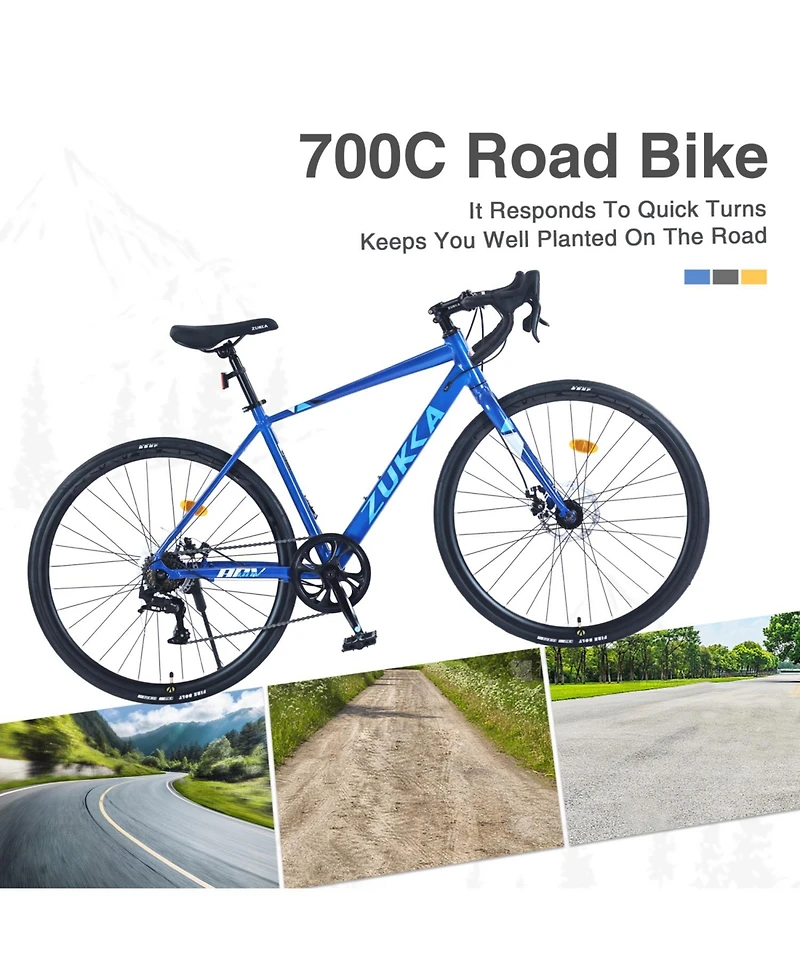 Streamdale Furniture 700C Road Bike, 7 Speed Road Bike, for Men Women, Aluminum Alloy Frame