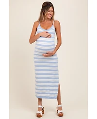 Pinkblush Maternity Light Blue Patterned Sleeveless Maxi Dress