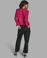 Bcbg Women's V-Neck Fringe Sequin Tween Jacket