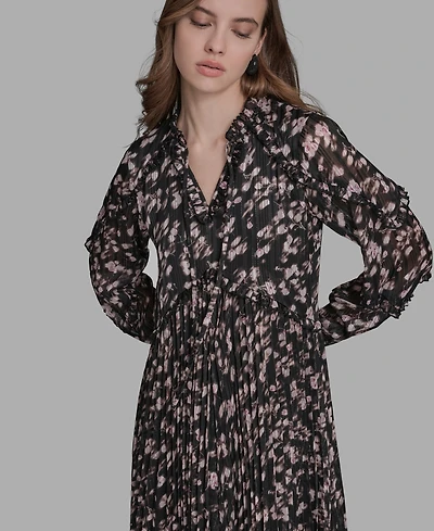 Bcbg Women's Long Sleeve Crinkle Empire Waist Dress