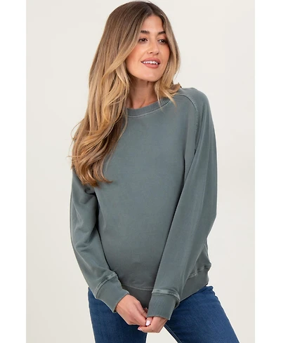 Pinkblush Maternity Light Olive French Terry Vintage Wash Pullover