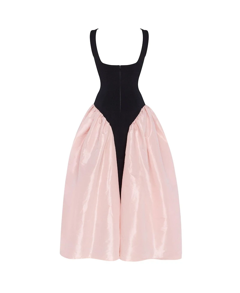 Milla Women's Corset Dress On Straps With A Glossy Midi Skirt