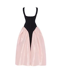 Milla Women's Corset Dress On Straps With A Glossy Midi Skirt
