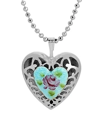 2028 Enamel Floral Heart Necklace