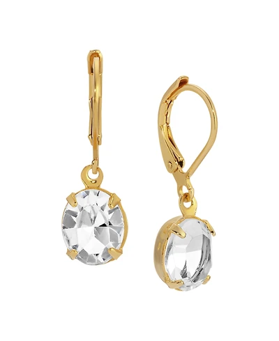 2028 Gold Tone Crystal Drop Leverback Earring