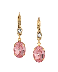 2028 14k Gold Dipped Pink Oval Drop Earrings