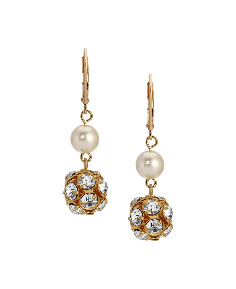 2028 Gold Faux Cultivated Pearl Bead Drop Earrings