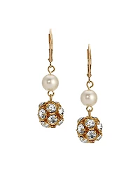 2028 Gold Faux Cultivated Pearl Bead Drop Earrings