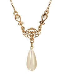 2028 Crystal Faux Cultivated Pearl Y-Necklace