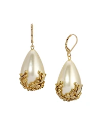 2028 Gold Tone Faux Cultivated Pearl Gold Bead Earrings