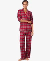 Lauren Ralph Lauren Women's Long Sleeves Notch Collar Pajama Set