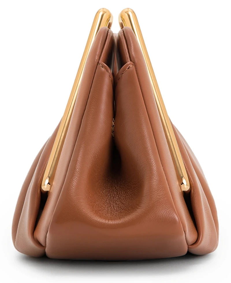 Lila Metal Frame Clutch - Brown