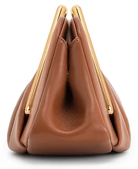 Lila Metal Frame Clutch - Brown