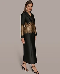 Donna Karan New York Women's Long Sleeve Jacquard Coat Dress