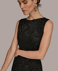 Donna Karan New York Women's Mesh Sequin Sleeveless Midi Dress