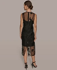 Donna Karan New York Women's Embroidered Sequin Slip Sleeveless Dress
