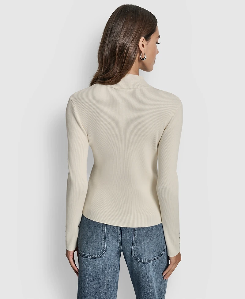 Dkny Jeans Women's Rib Long Sleeves Slim Fit Sweater